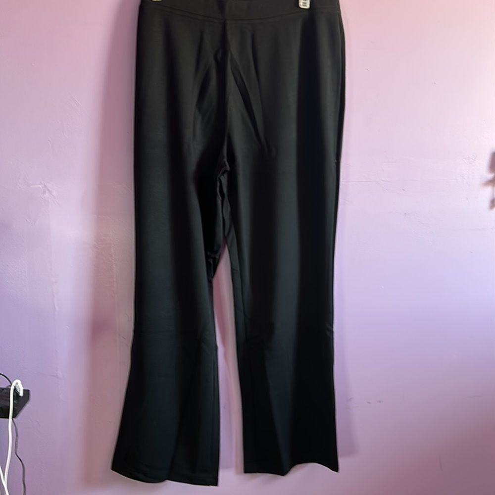 Woman Within Black Elastic Waist Pants Plus Size 22W Comfort Stretch Trousers